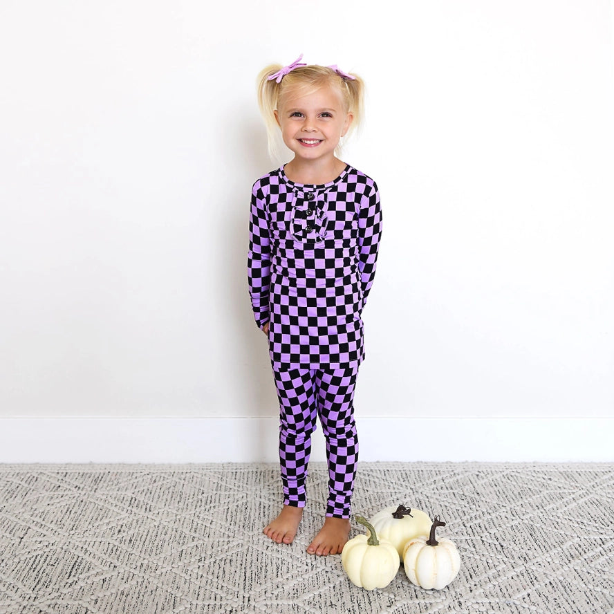 Gigi and Max: Hadley Checks Ruffle Bamboo Two Piece Set