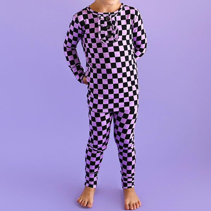Gigi and Max: Hadley Checks Ruffle Bamboo Two Piece Set