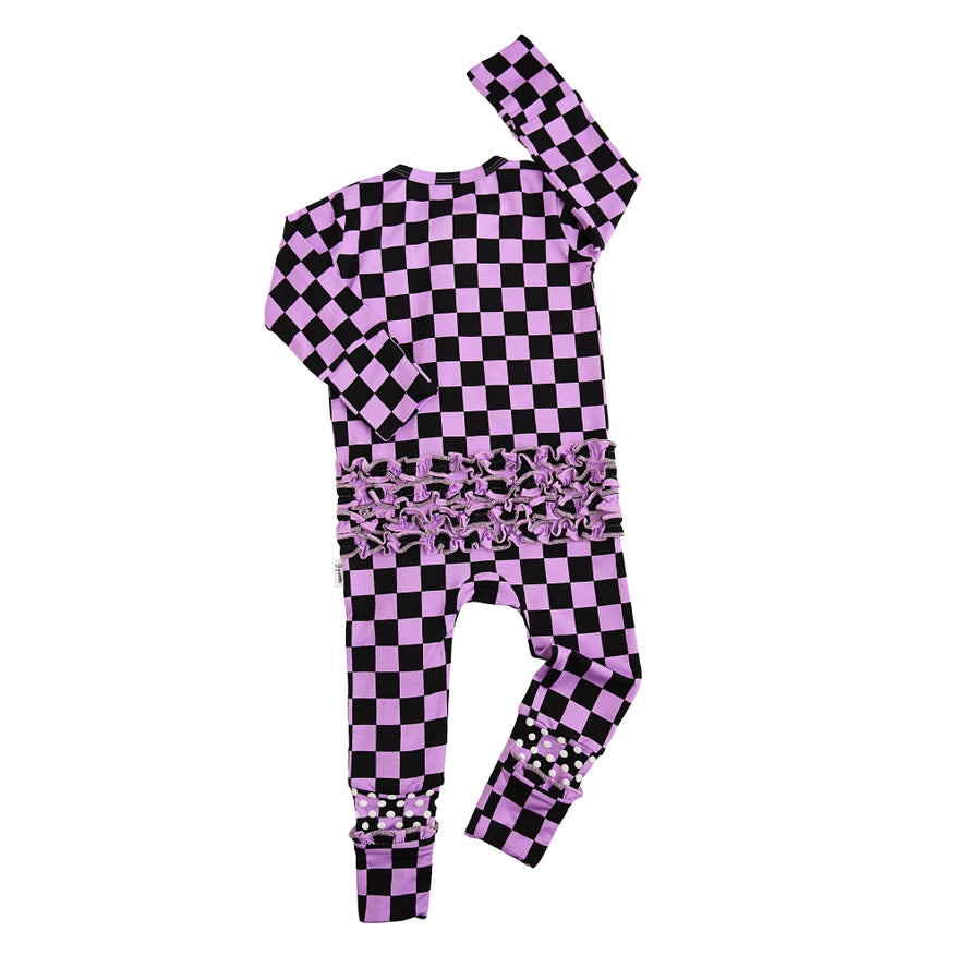 Gigi and Max: Hadley Checks Ruffle Bamboo Zippy Romper