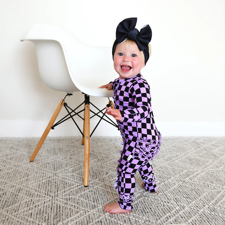 Gigi and Max: Hadley Checks Ruffle Bamboo Zippy Romper