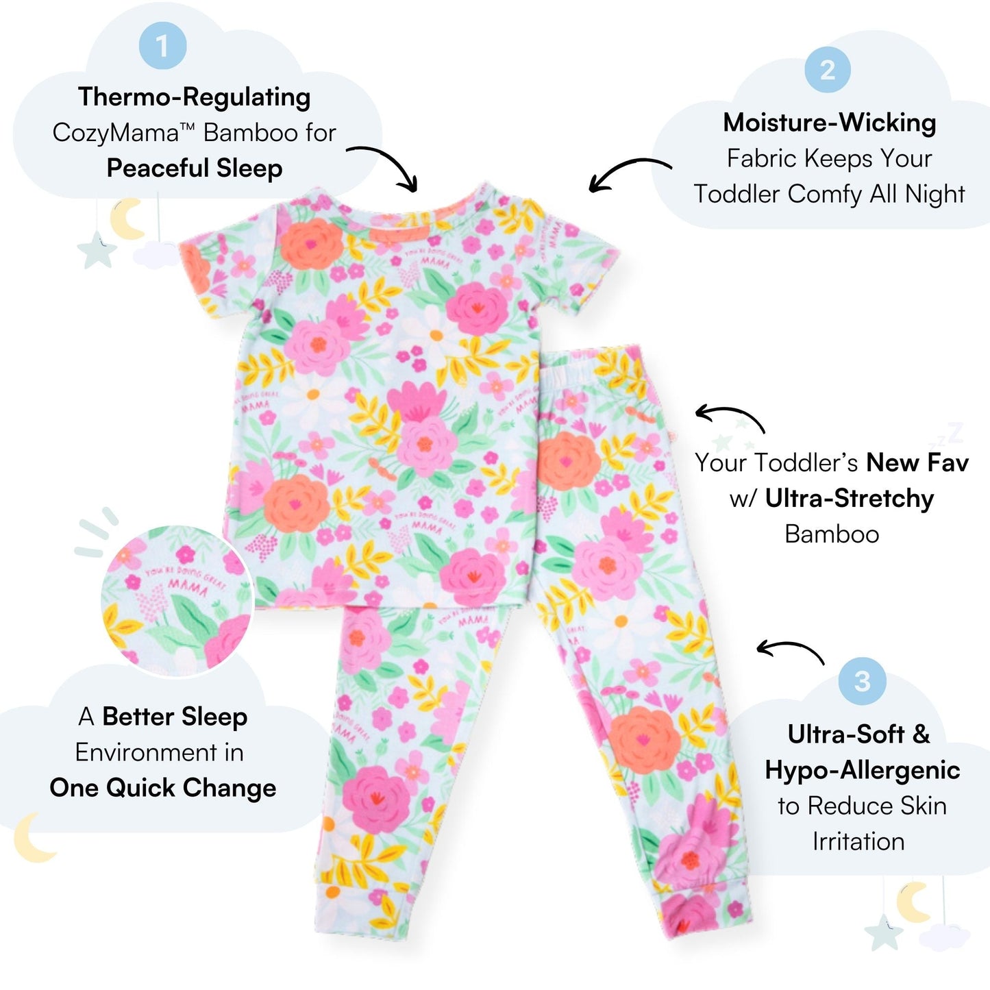 The Second-Skin 2-Piece Pajama | Flower Power | "You're Doing Great, Mama"