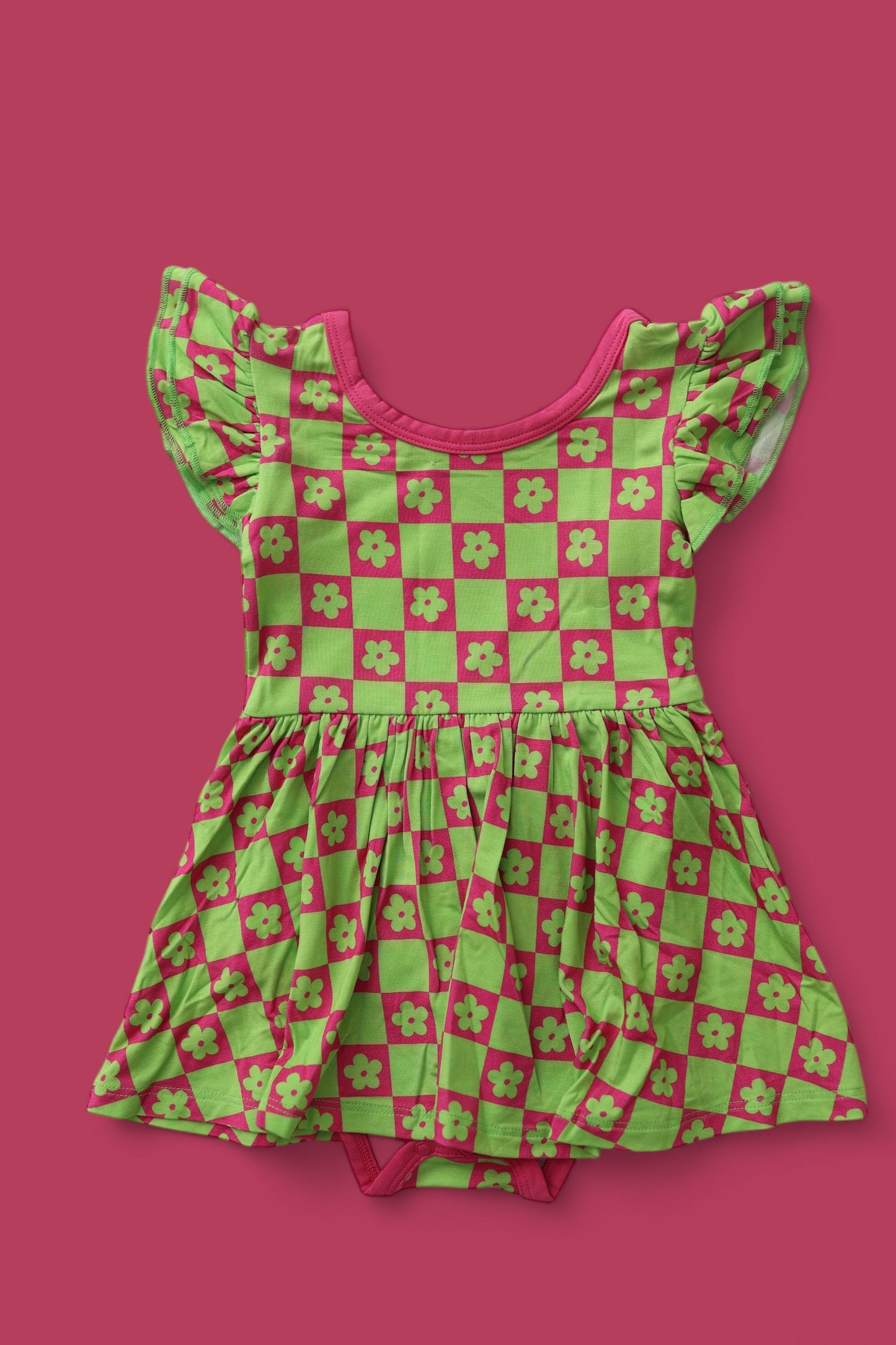 WILD DAISY CHECKERS DREAM BODYSUIT DRESS