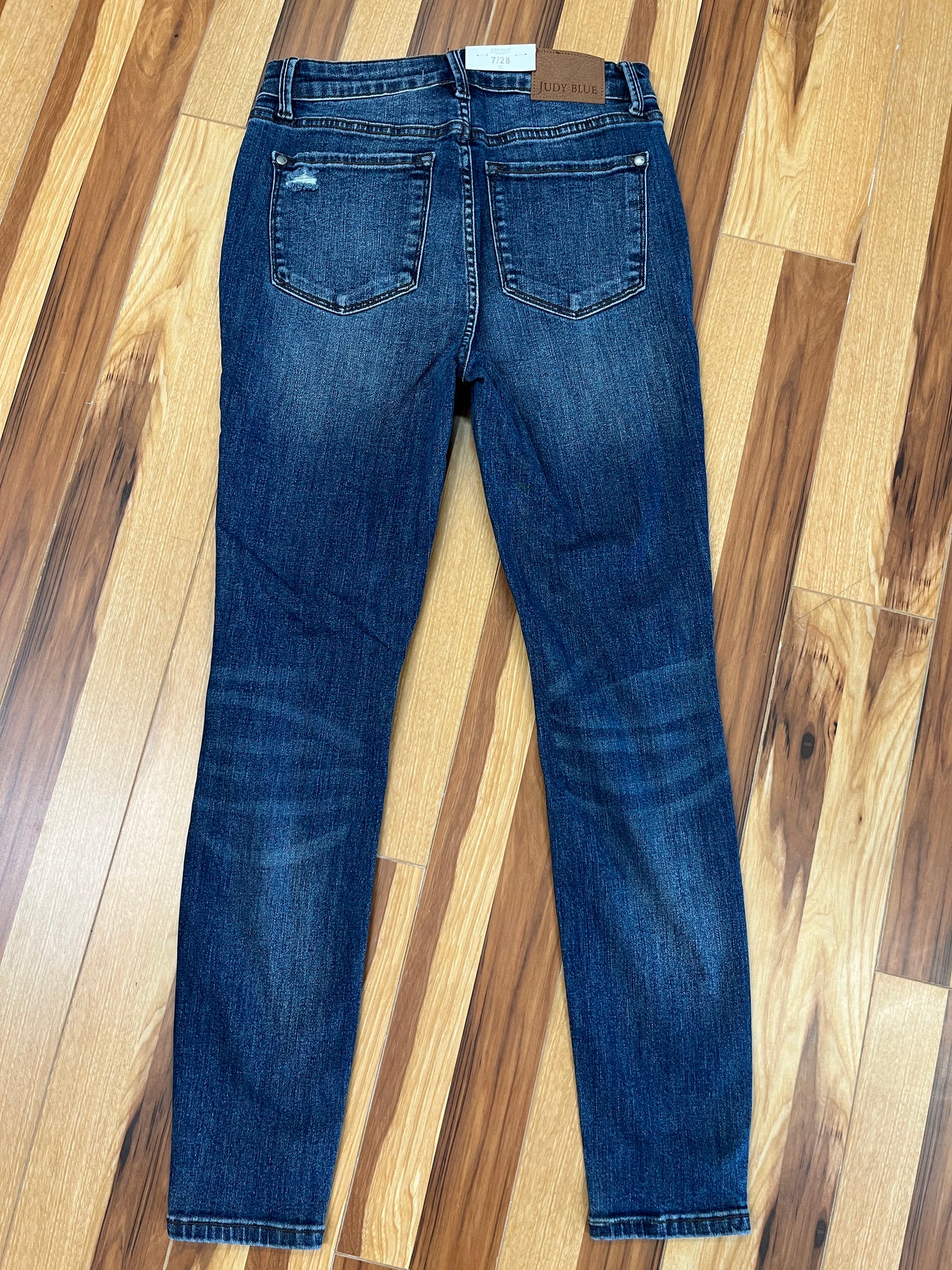 Judy Blue: Distressed mid-rise Dark Wash Jeans