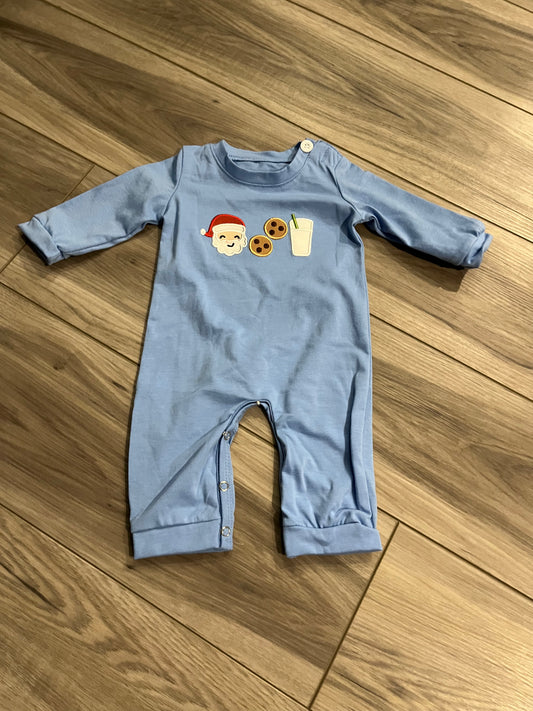 Blue Santa Cookies & Milk Romper