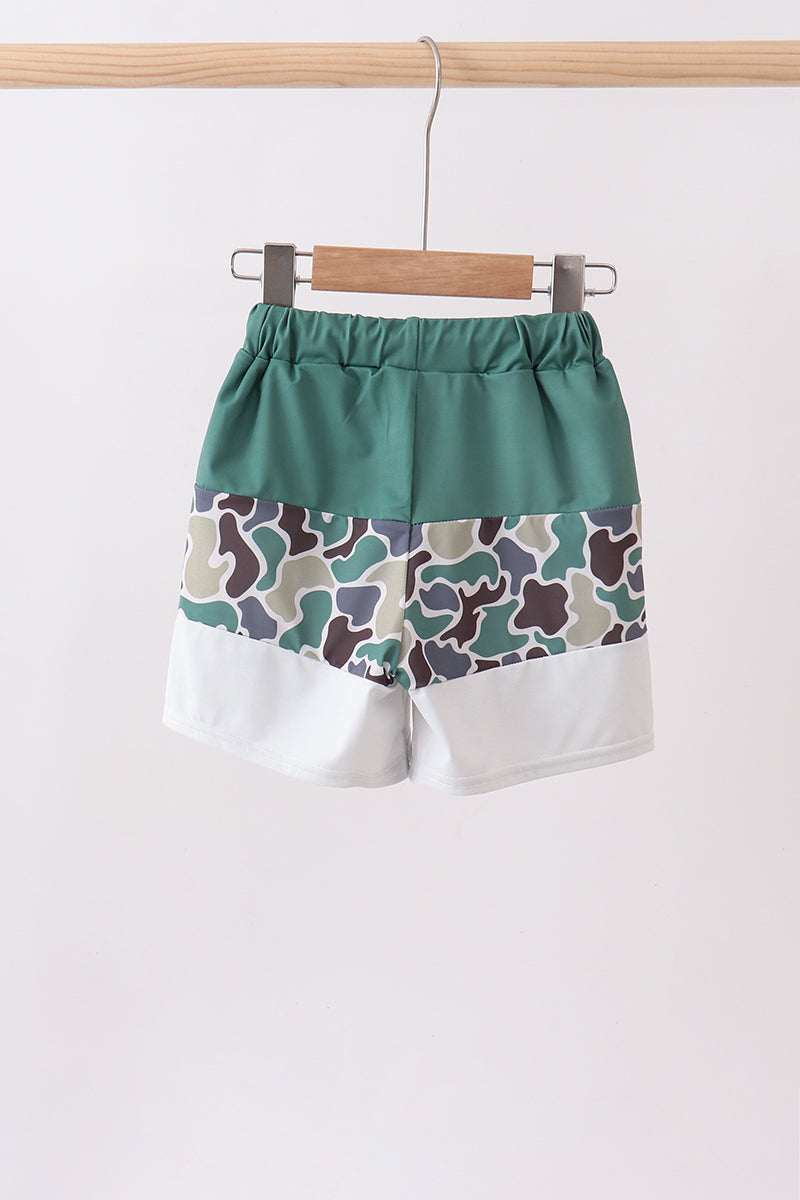 Camouflage Duck Embroidery Swim Trunks