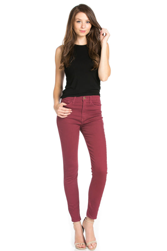 That's Jean-ius High Waisted Skinny Jeans in Wine