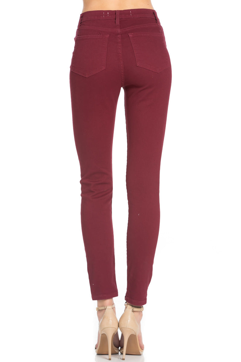 That's Jean-ius High Waisted Skinny Jeans in Wine