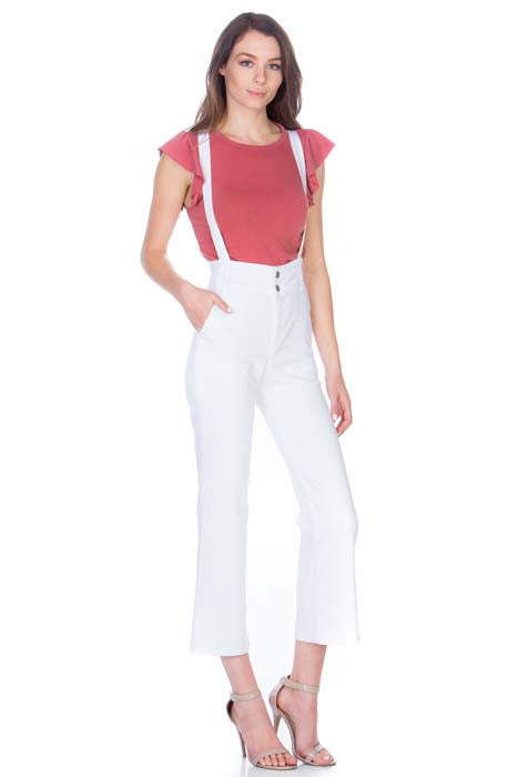 That Girl Cropped Flared Denim Overalls Dark Wash