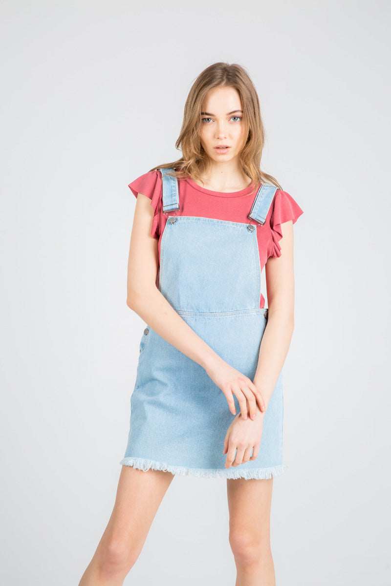 Hit The Road Jack Skirt Overalls Dark Wash