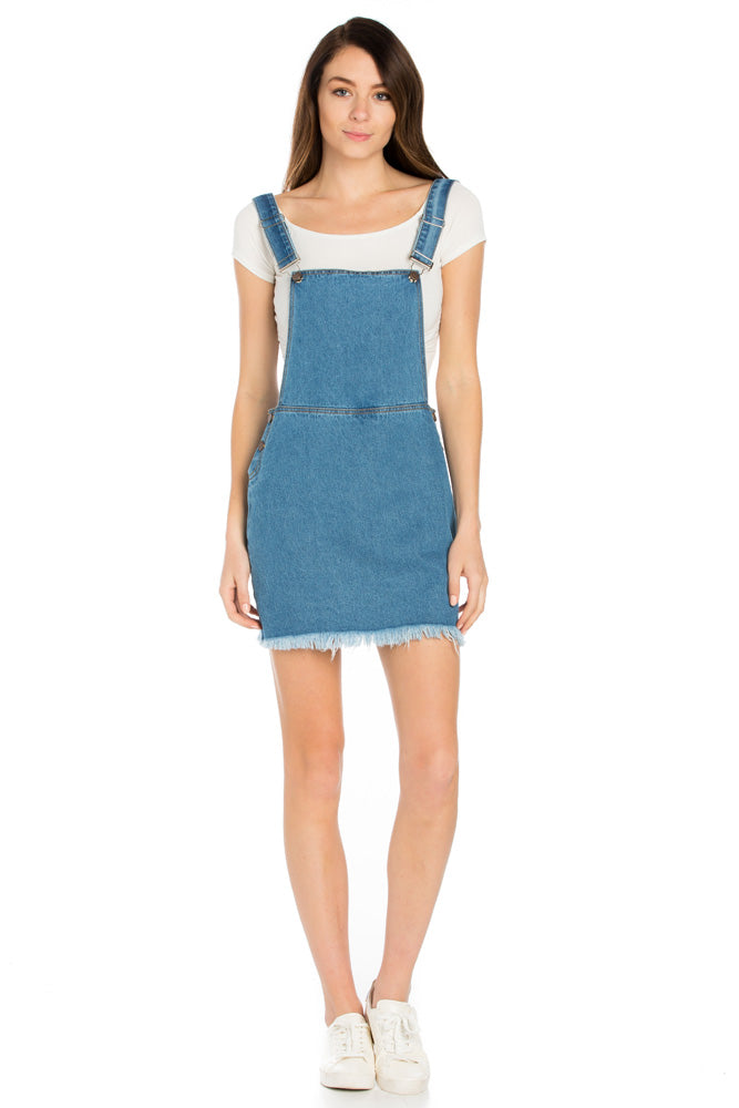 Hit The Road Jack Skirt Overalls Light Wash