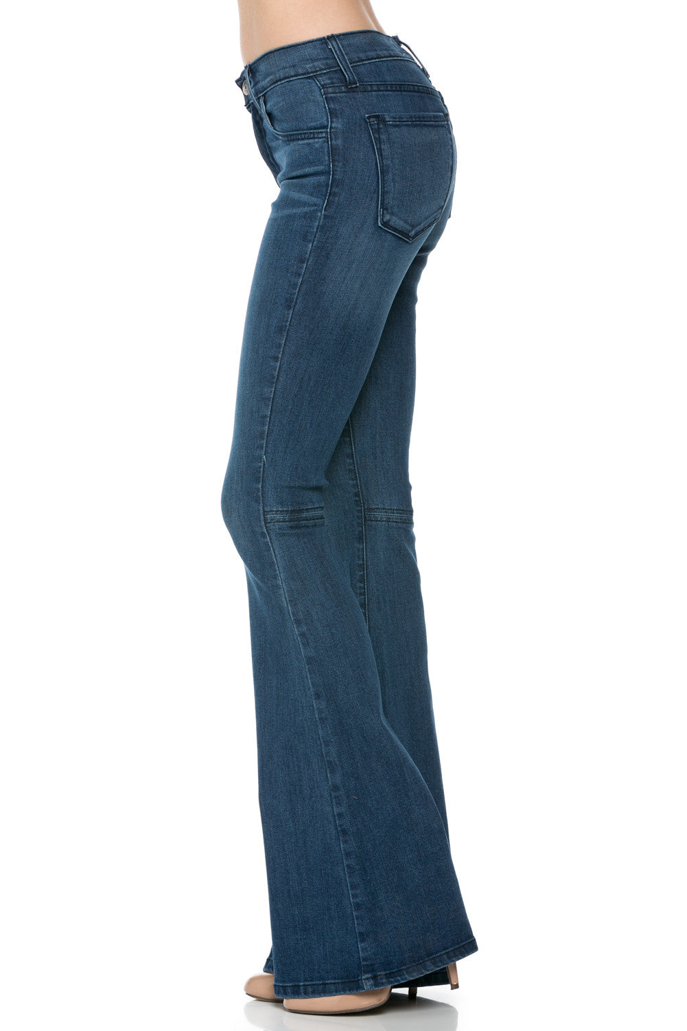 All American Vintage Faded Denim Flare Jeans - Navy Stitch
