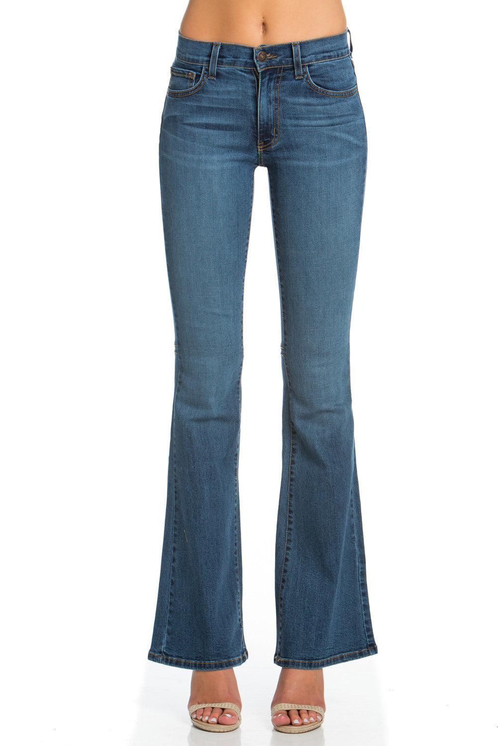 All American Vintage Faded Denim Flare Jeans - Golden Stitch