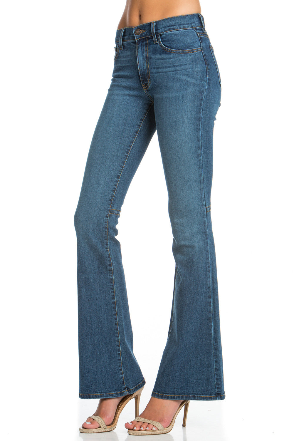 All American Vintage Faded Denim Flare Jeans - Golden Stitch
