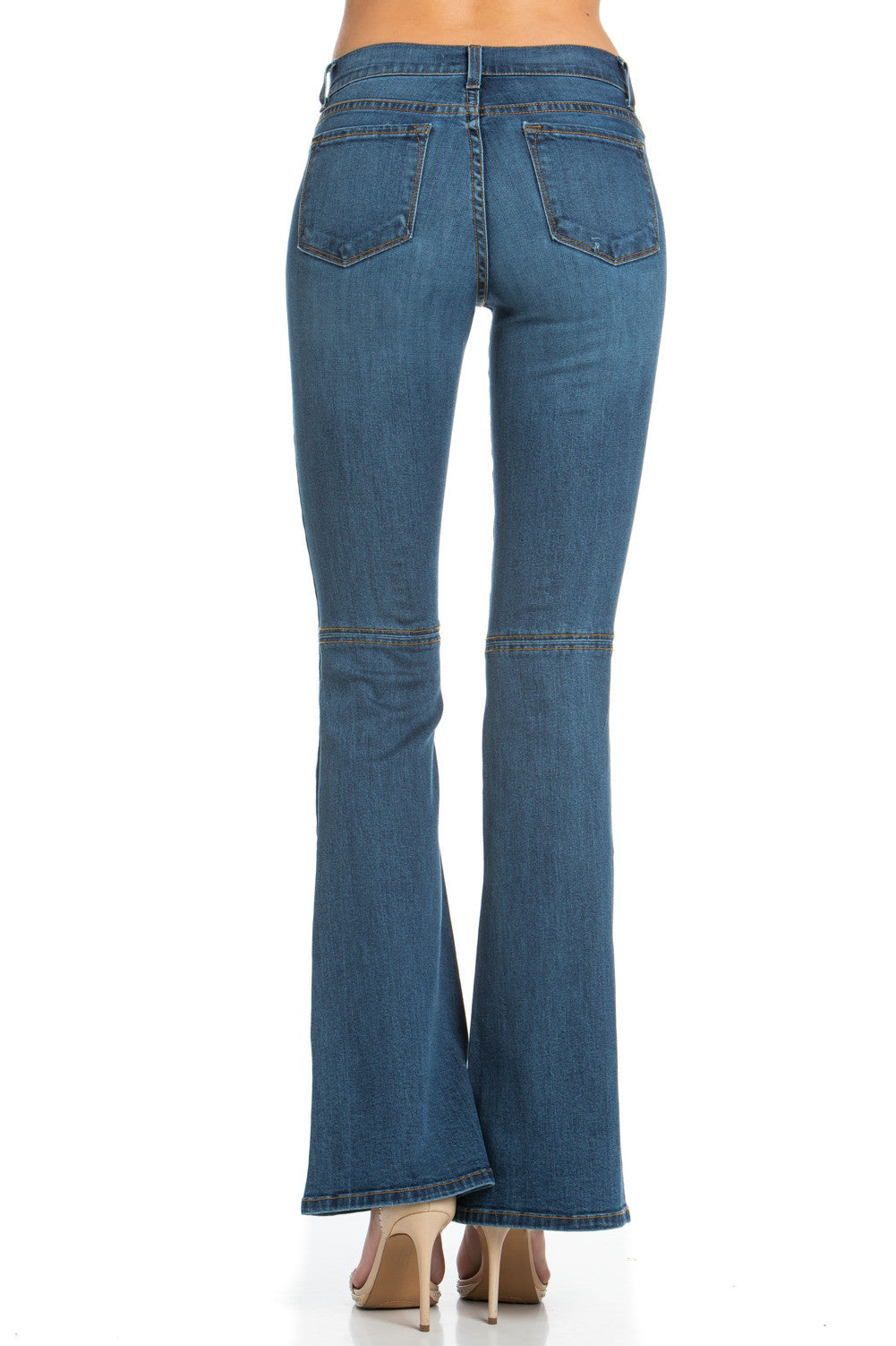 All American Vintage Faded Denim Flare Jeans - Golden Stitch