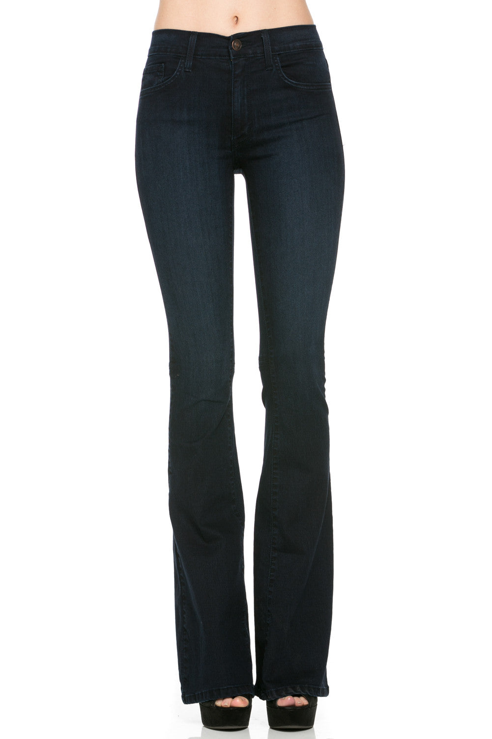 Meet Me On The London Bridge Dark Wash Mid-Rise Denim Flare Jeans