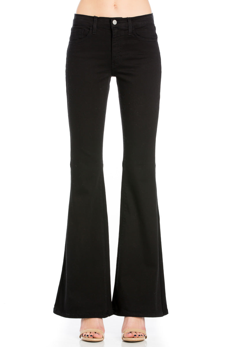 Stepping Out Mid-Rise Denim Flare Jeans White