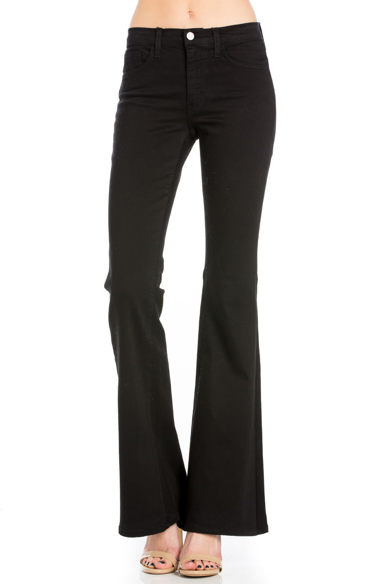 Stepping Out Mid-Rise Denim Flare Jeans White