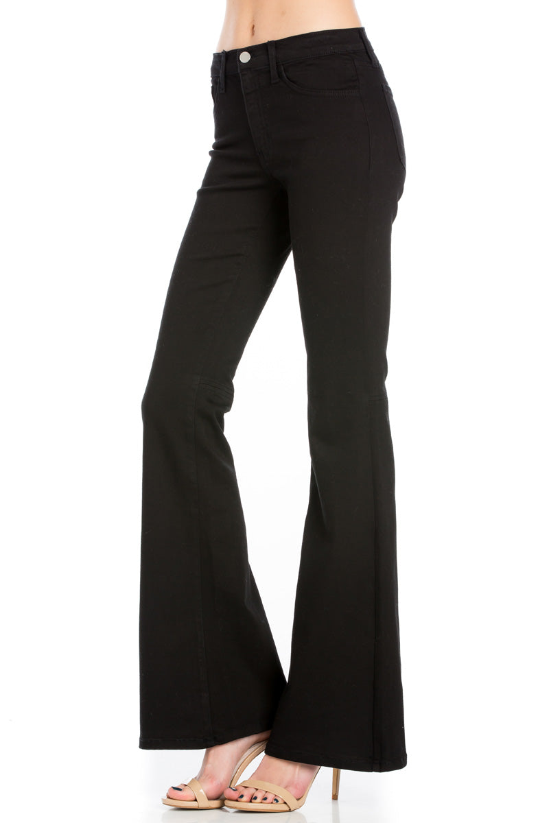 Stepping Out Mid-Rise Denim Flare Jeans White