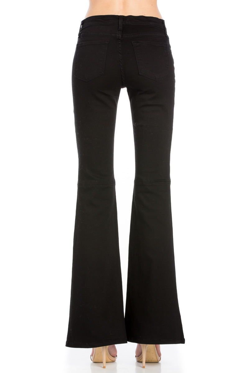 Stepping Out Mid-Rise Denim Flare Jeans White