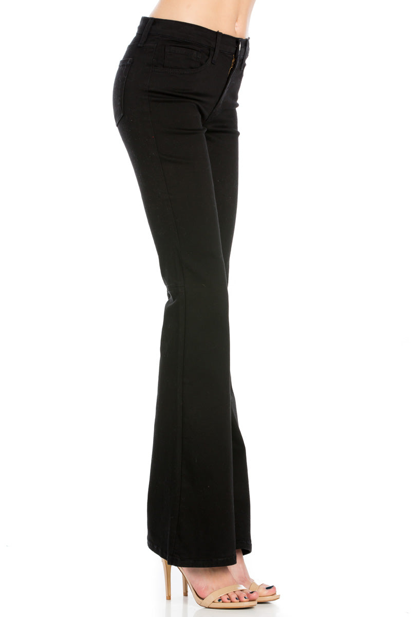 Stepping Out Mid-Rise Denim Flare Jeans White