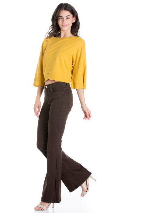 Stepping Out Mid-Rise Denim Flare Jeans