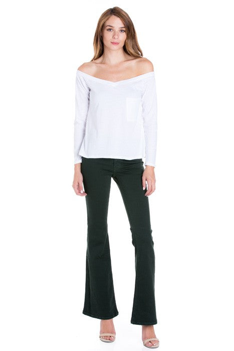 Stepping Out Mid-Rise Denim Flare Jeans