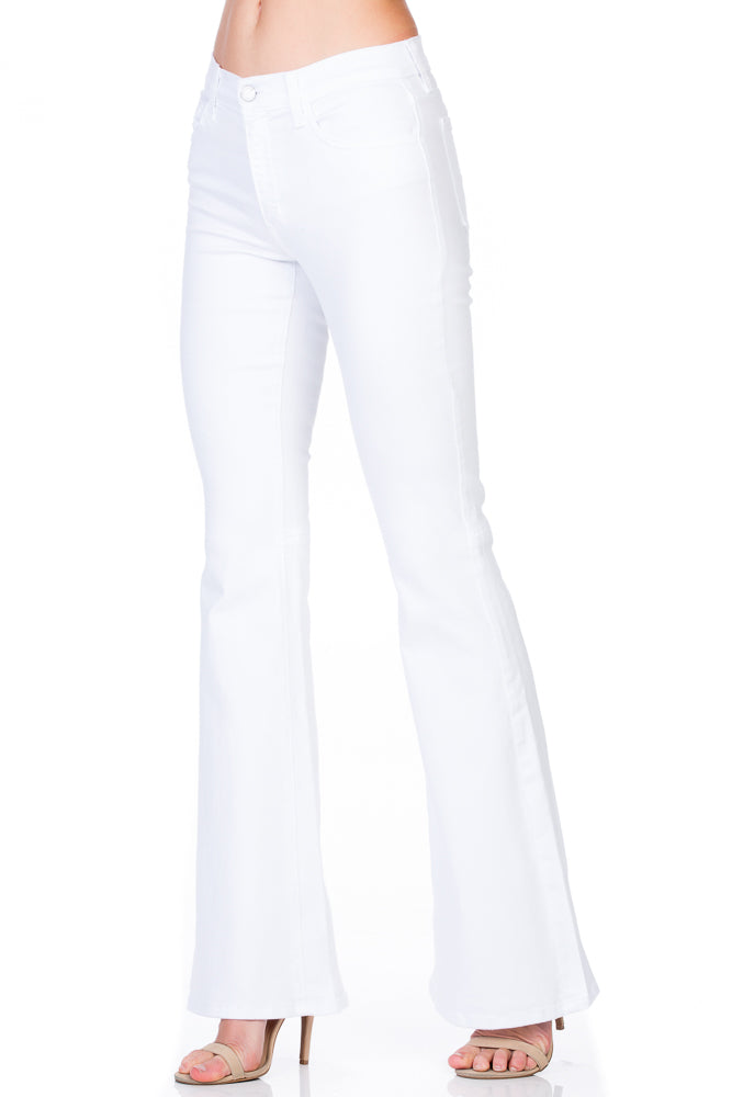 Stepping Out Mid-Rise Denim Flare Jeans