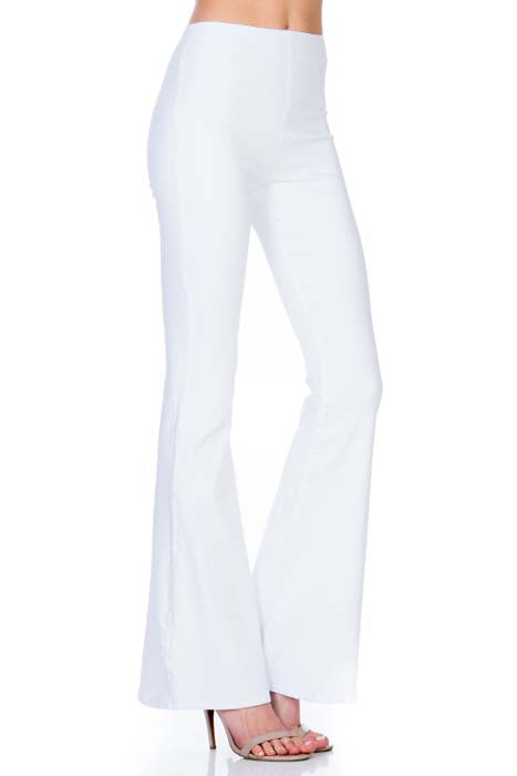 Pull Me Closer High Rise Zip Back Flare Denim Color Jeans White