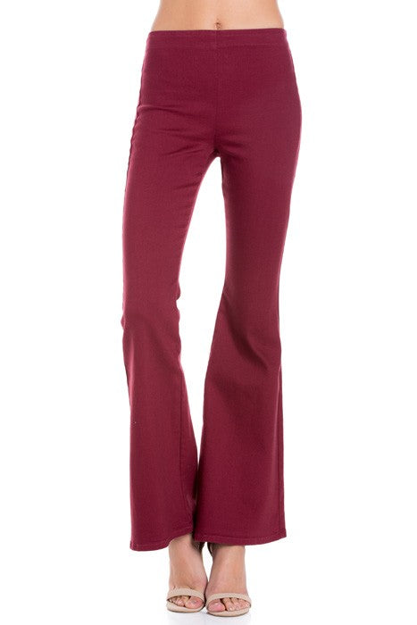 Pull Me Closer High Rise Zip Back Flare Denim Color Jeans Black