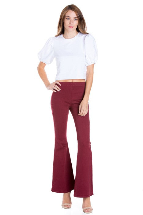 Pull Me Closer High Rise Zip Back Flare Denim Color Jeans Black