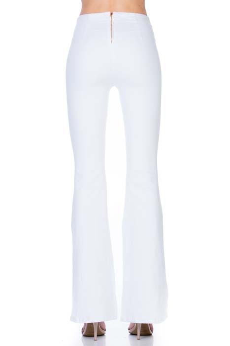 Pull Me Closer High Rise Zip Back Flare Denim Color Jeans White