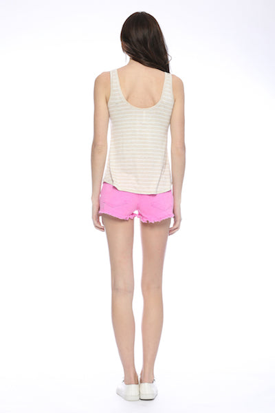 Beach Blast Distressed Denim Shorts Neon Pink