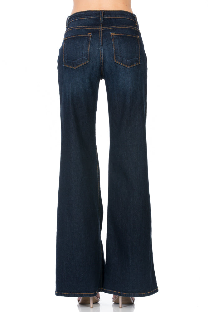 Calamigos Mid-Rise Super Wide Leg Denim Jeans in Medium Wash
