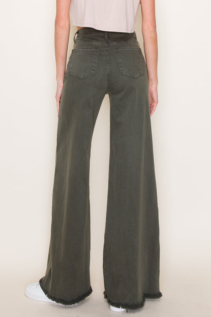 PW505 Front seam detailing high waist wide Leg