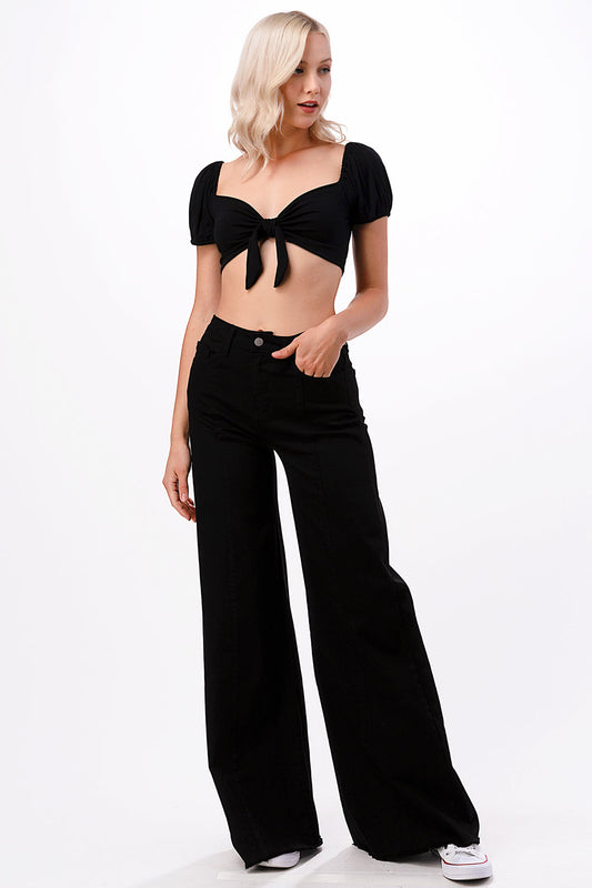 505 Wide Leg Denim Jeans in Black