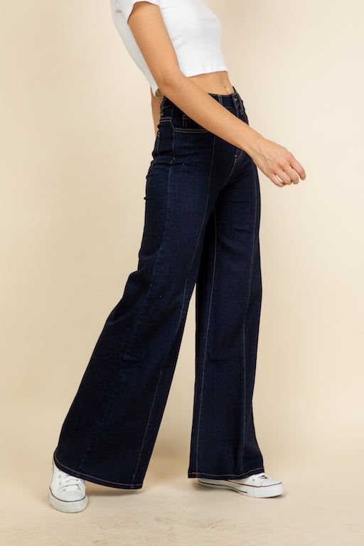 505 Wide Leg Denim Jeans in Dark Wash