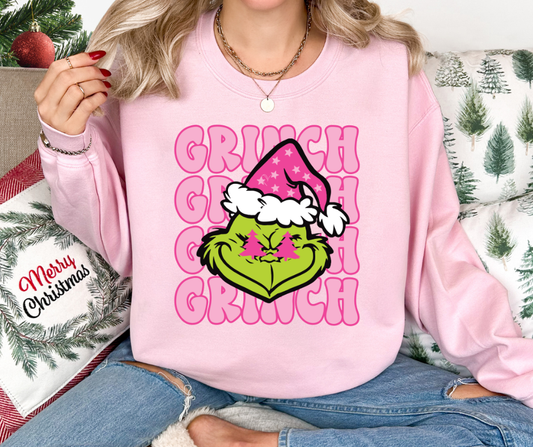 Christmas Green Character Stacked Print Crewneck- ALL SIZES