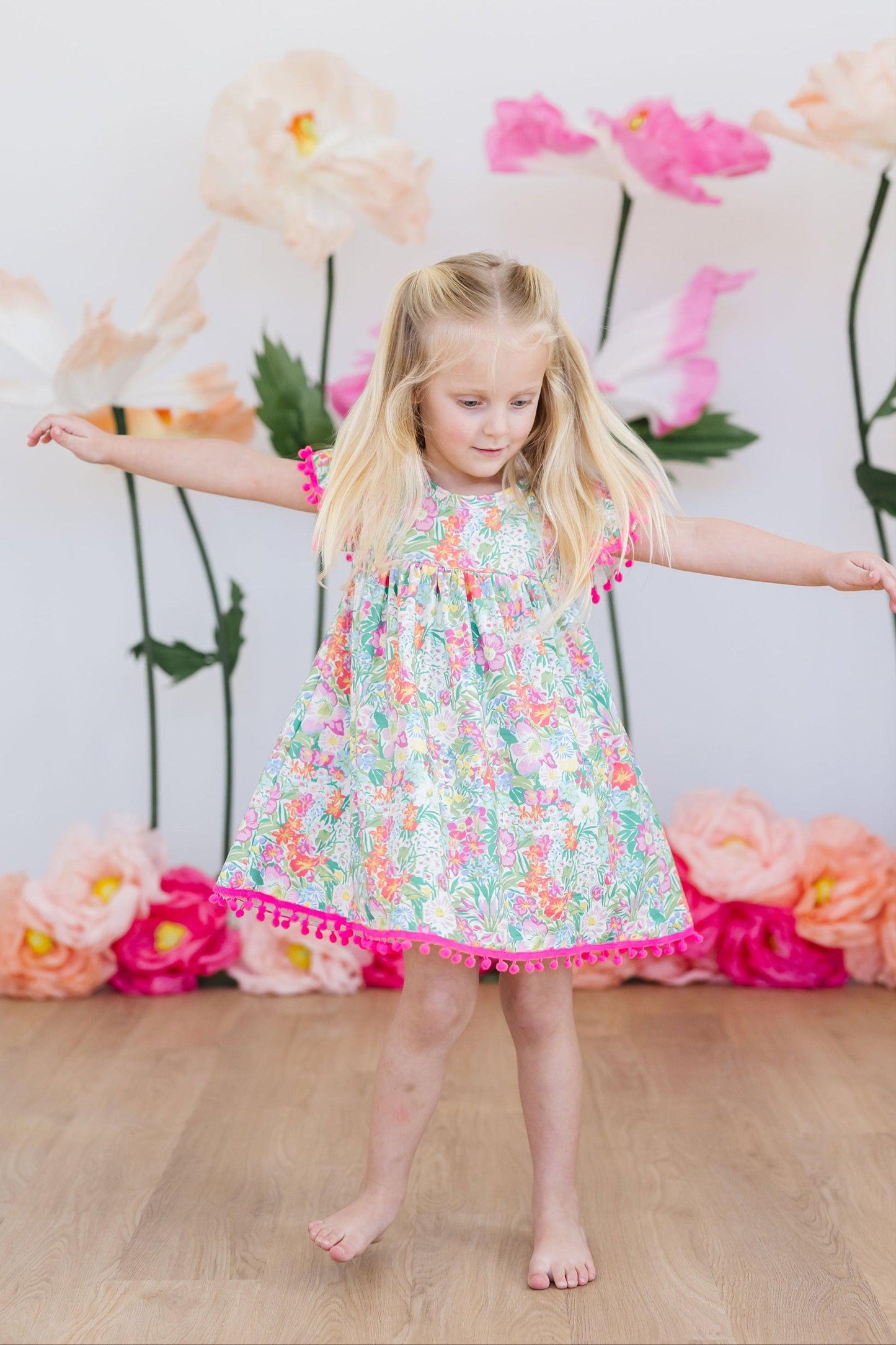 Preppy Petals Pom Pom Dress