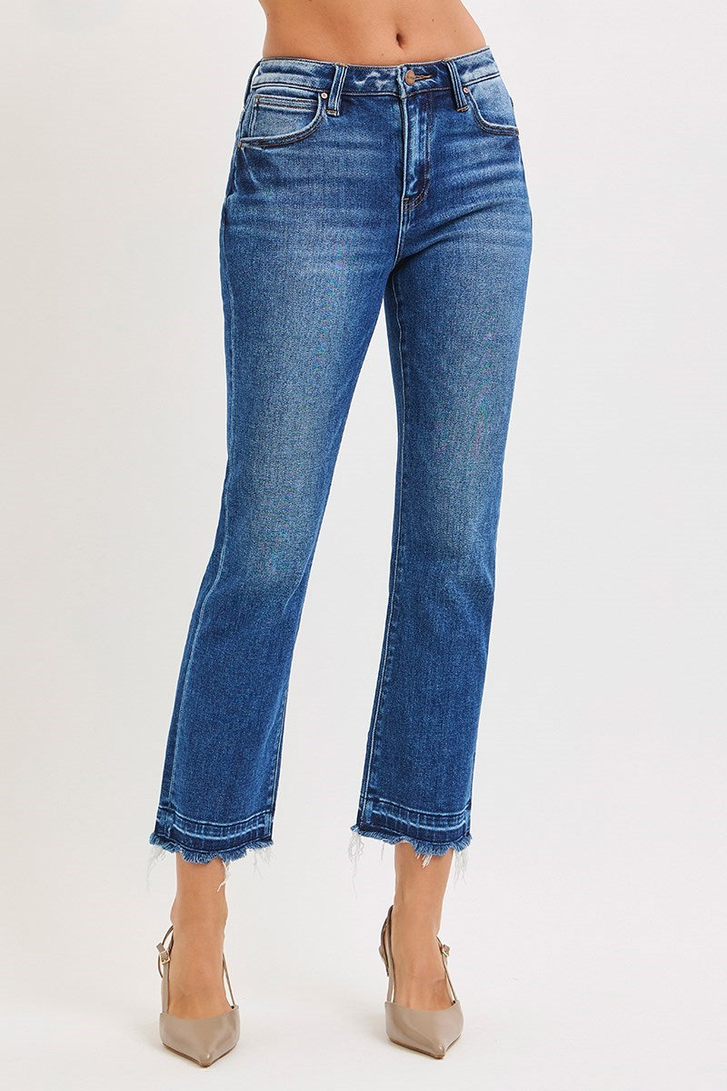 Risen: HIGH RISE CROP STRAIGHT JEANS