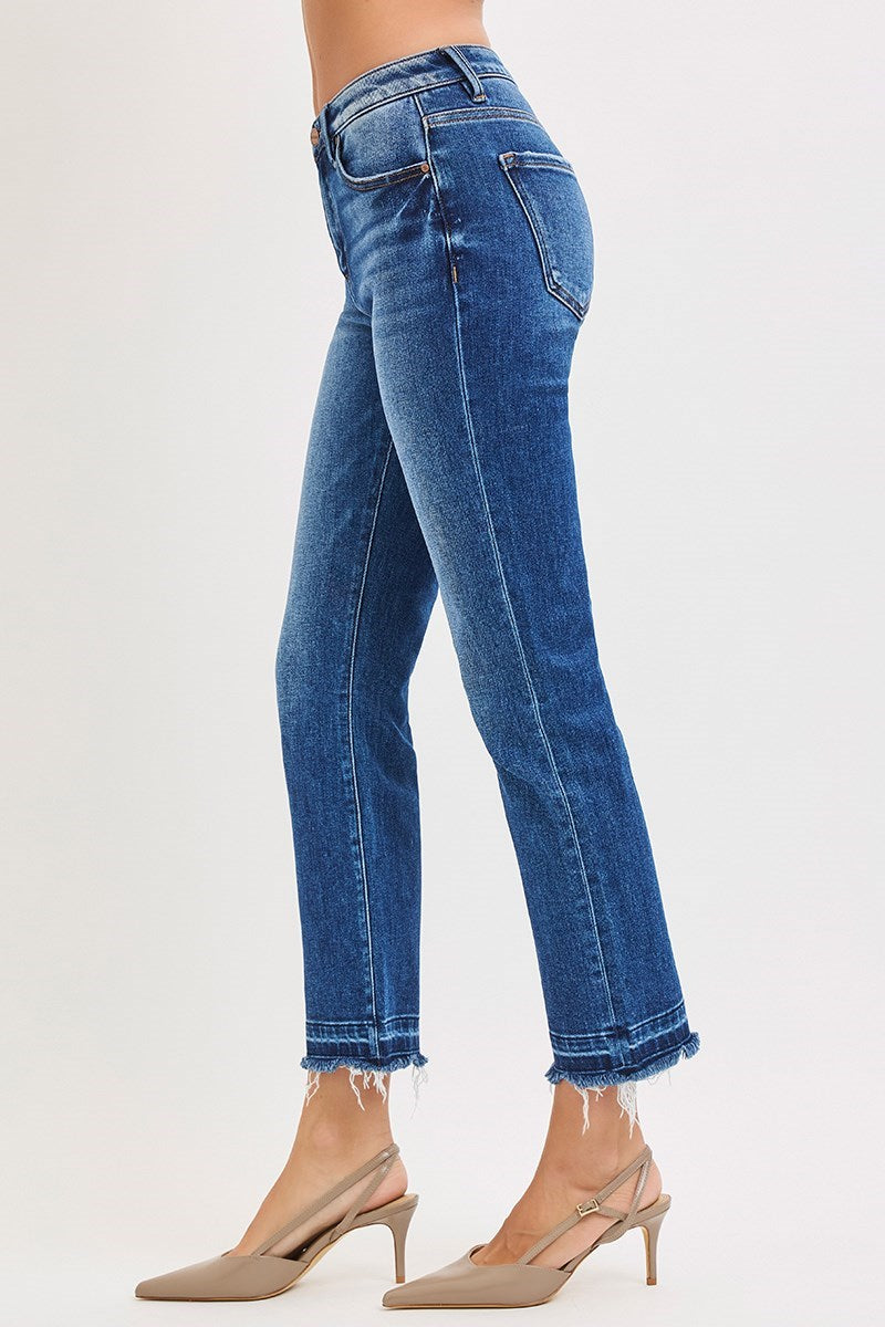Risen: HIGH RISE CROP STRAIGHT JEANS