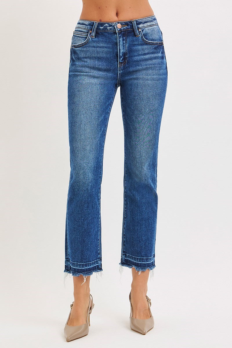 Risen: HIGH RISE CROP STRAIGHT JEANS