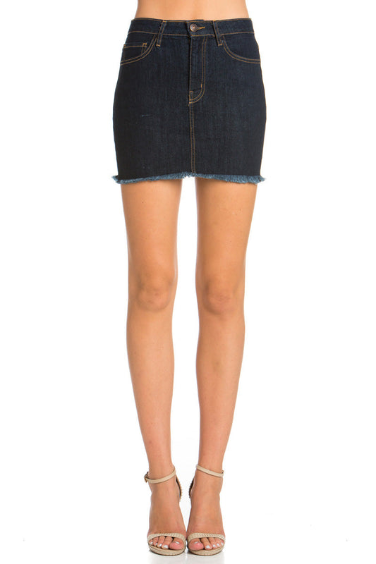 Ain't No Other High Waisted Denim Skirt Indigo