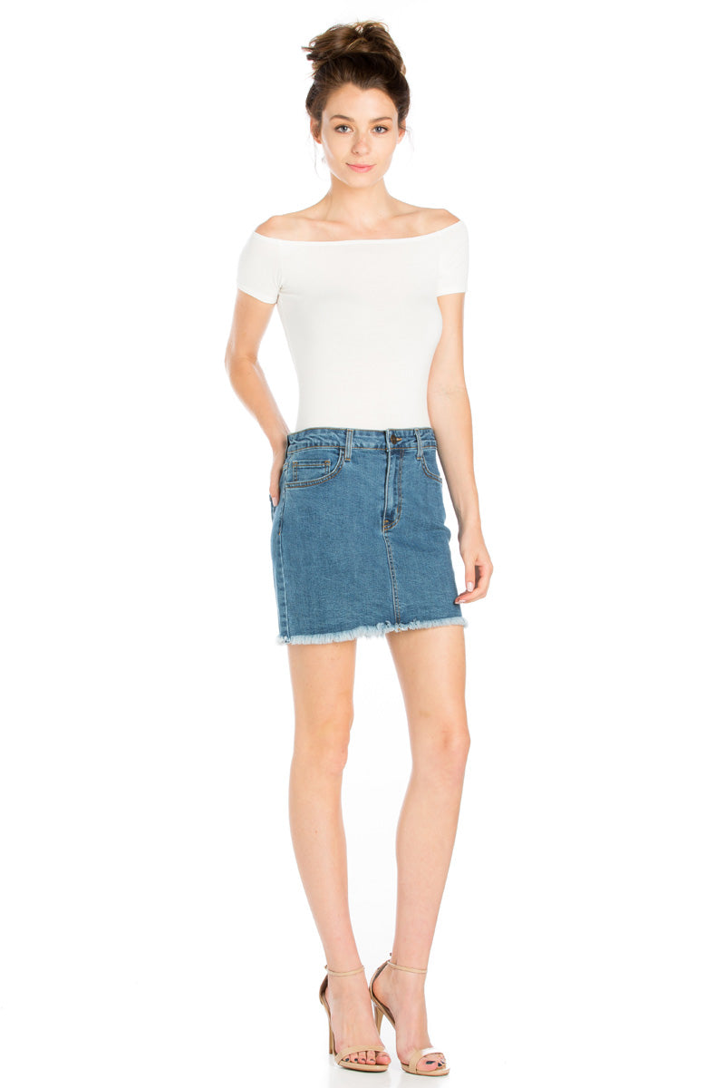 Ain't No Other High Waisted Denim Skirt Black