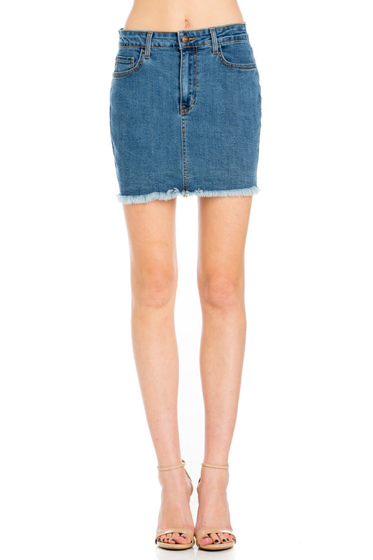 Ain't No Other High Waisted Denim Skirt Medium Wash