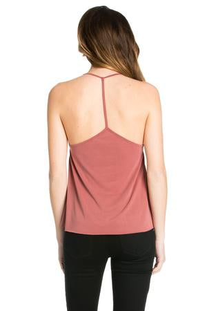 Criss Cross Front T-Back Tank Top in Marsala