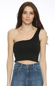 One shoulder cropped design double layer