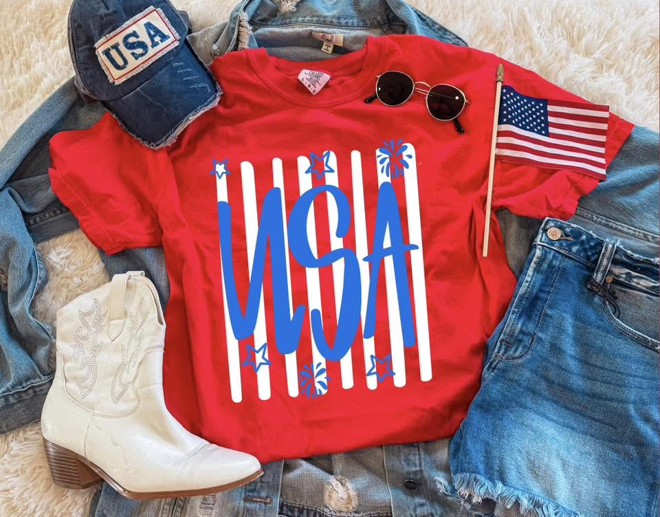 USA Stripes Comfort Colors Tee