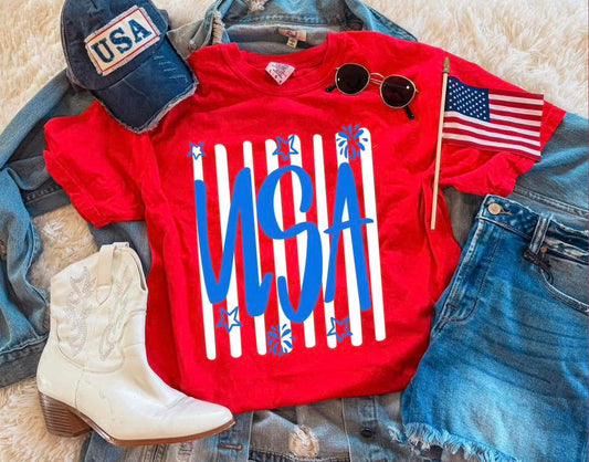 USA Stripes Comfort Colors Tee