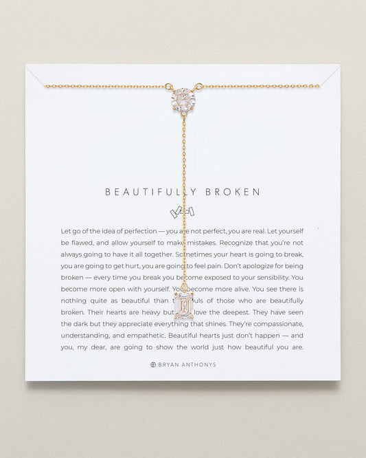 Beautifully Broken Emerald Cut Lariat Necklace