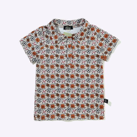 Baller Boy Print Collar Shirt